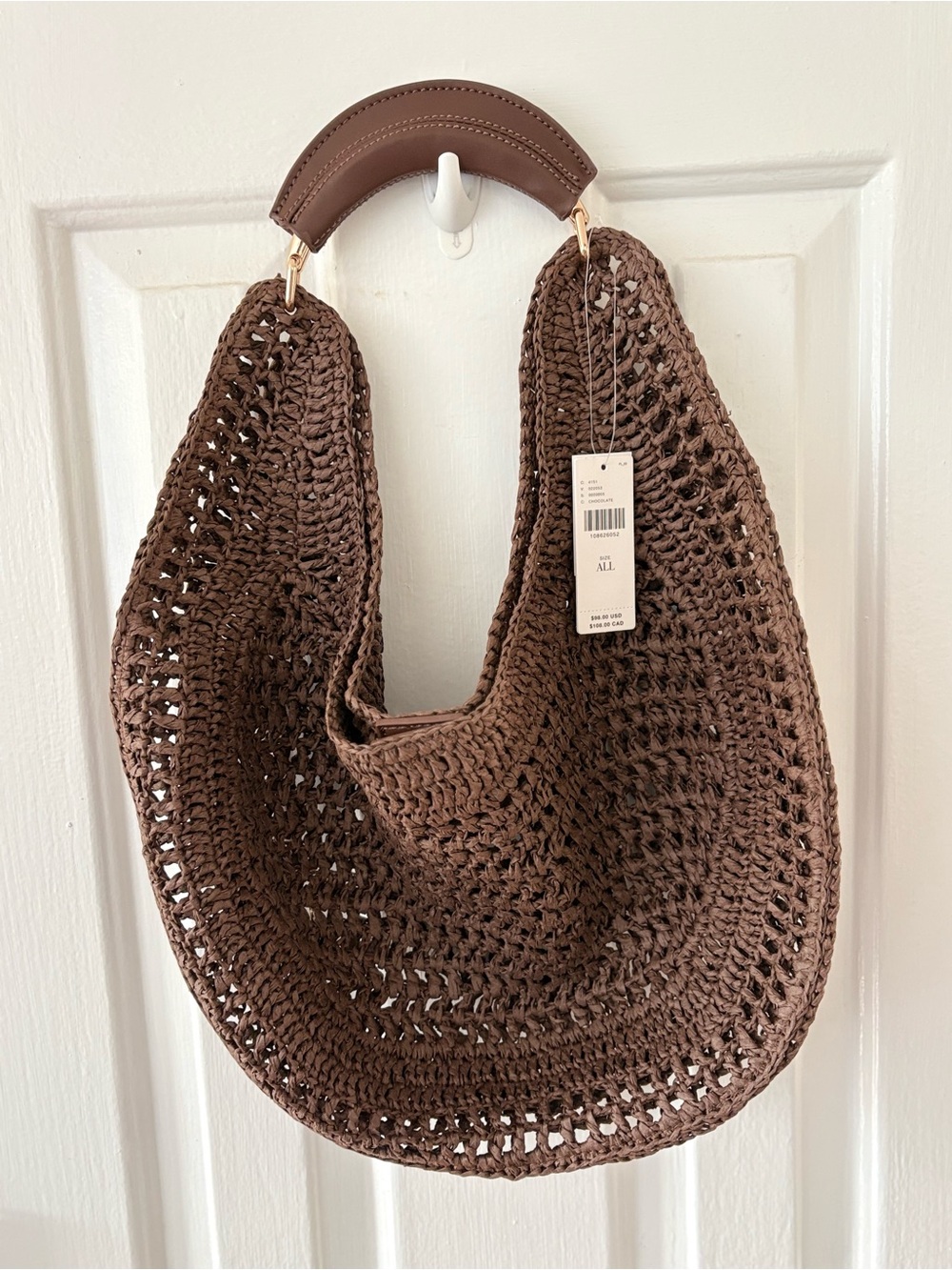 Urban Expressions Raffia Hobo Bag Chocolate Brown NWT - Picture 3 of 6